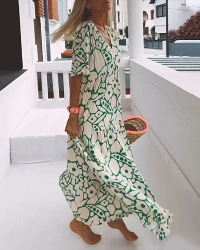 Juni™️ | Ibiza-stil klänning med bohemiskt blomtryck