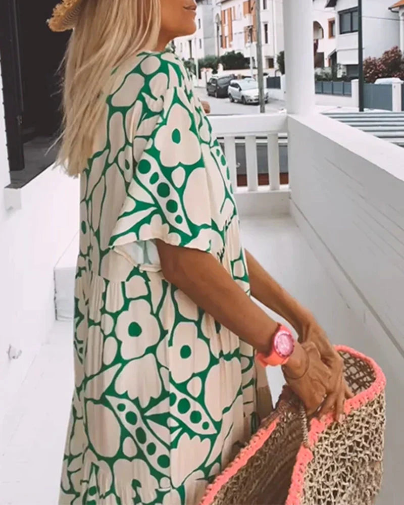 Juni™️ | Ibiza-stil klänning med bohemiskt blomtryck